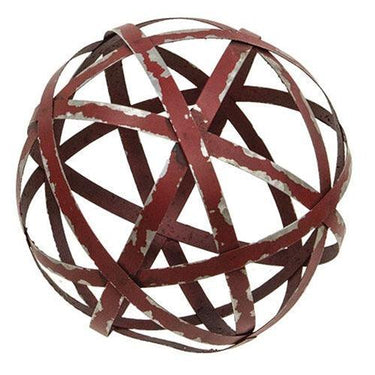 Distressed Red Metal Band Sphere 6 - The Fox Decor